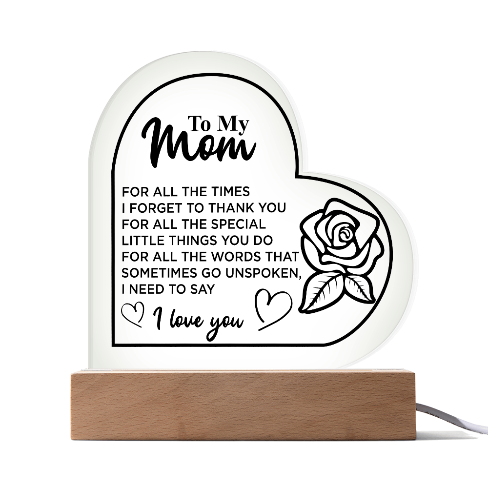 To My Mom | Heart Acrylic Plaque