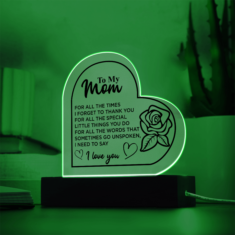 To My Mom | Heart Acrylic Plaque