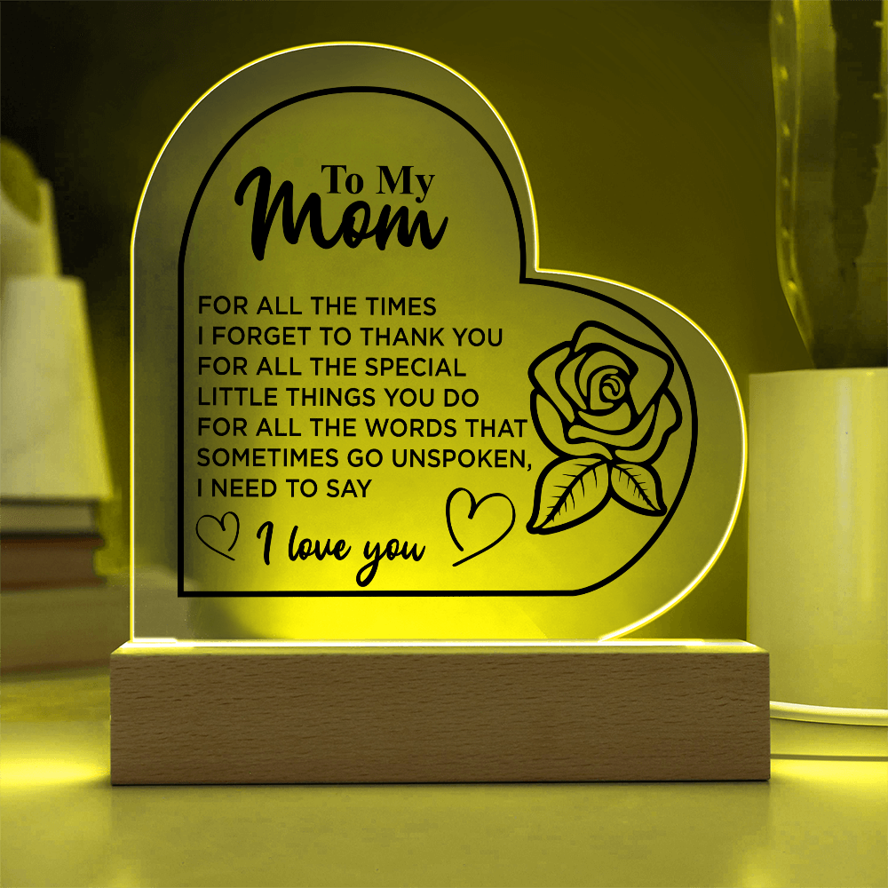 To My Mom | Heart Acrylic Plaque