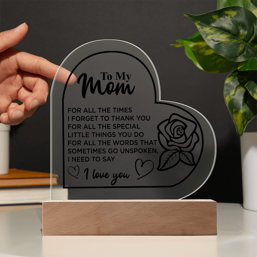 To My Mom | Heart Acrylic Plaque