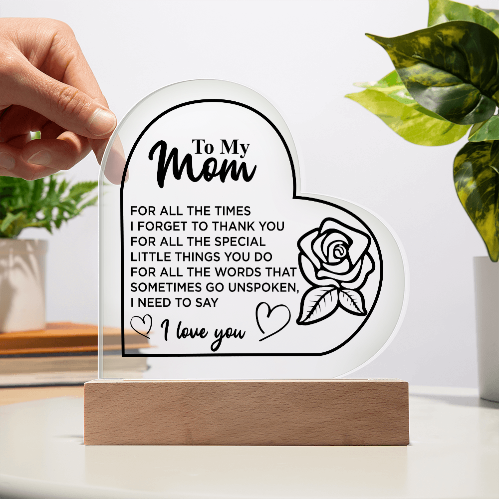 To My Mom | Heart Acrylic Plaque