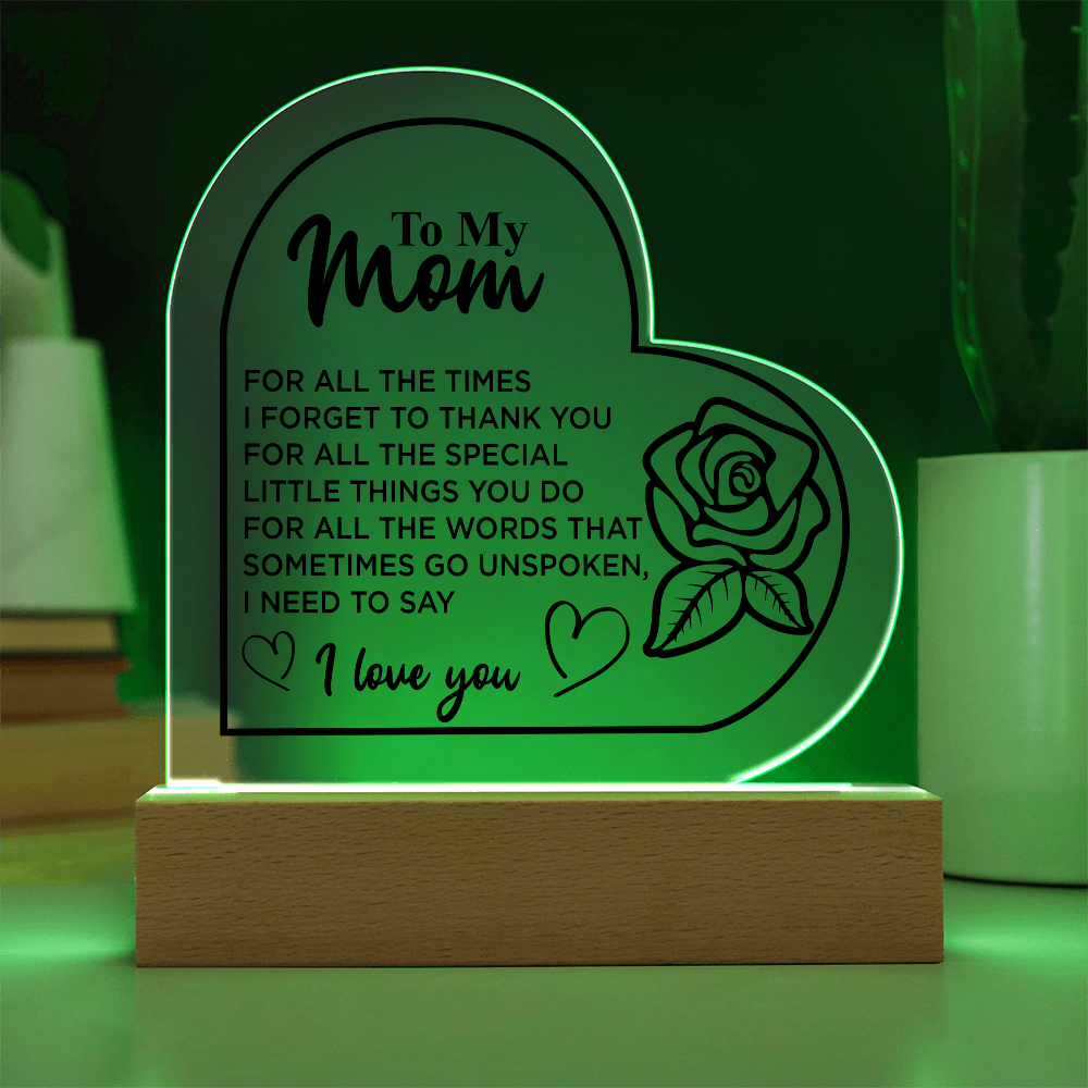 To My Mom | Heart Acrylic Plaque