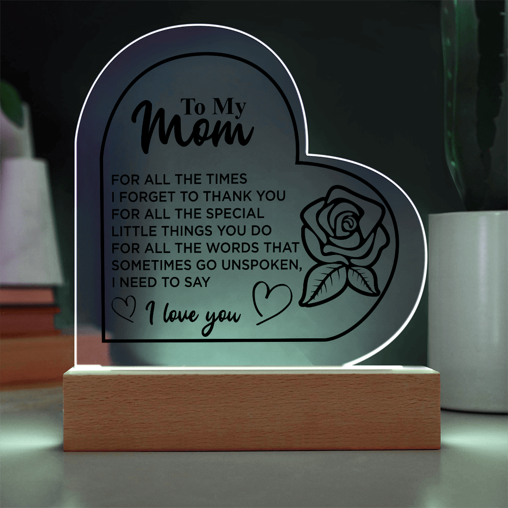 To My Mom | Heart Acrylic Plaque