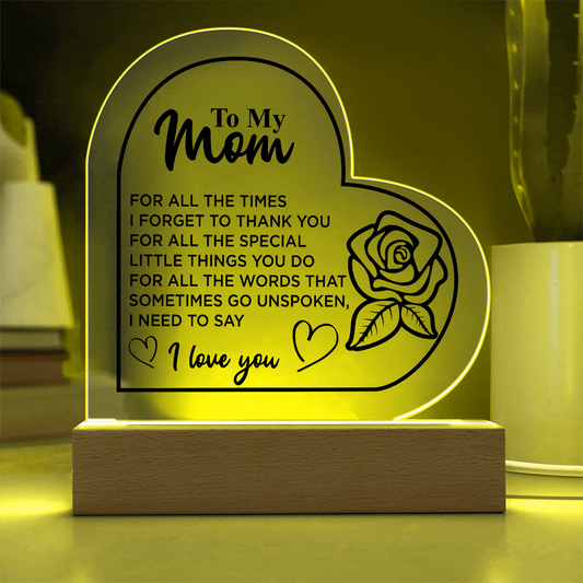 To My Mom | Heart Acrylic Plaque